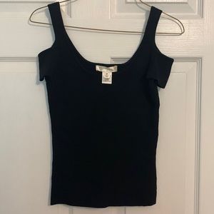 EUC White House Black Market Cold Shoulder Top in black, size xs.